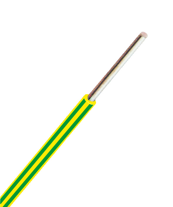 H07V-U (Ye) 1,5mm² gelb/grün, PVC Aderleitung eindrähtig