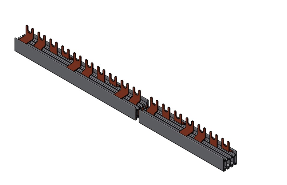 Gabelverschienung 4-polig, 10mm², N/L1/L2/L3 (L1/L2/L3/N),1m