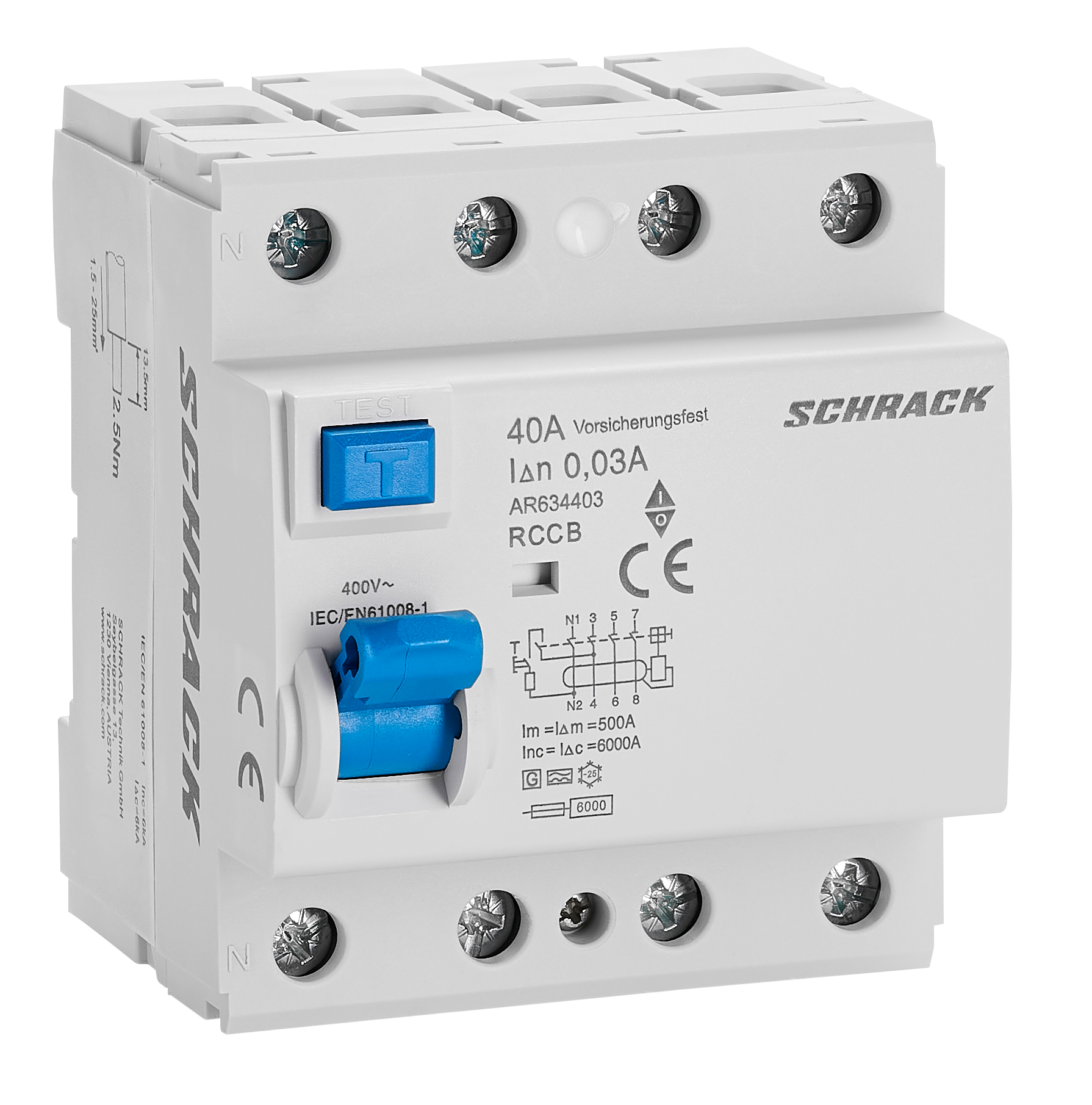 FI-Schalter AMPARO 40A, 4-polig, 30mA,vsf., Bauart G,Typ A