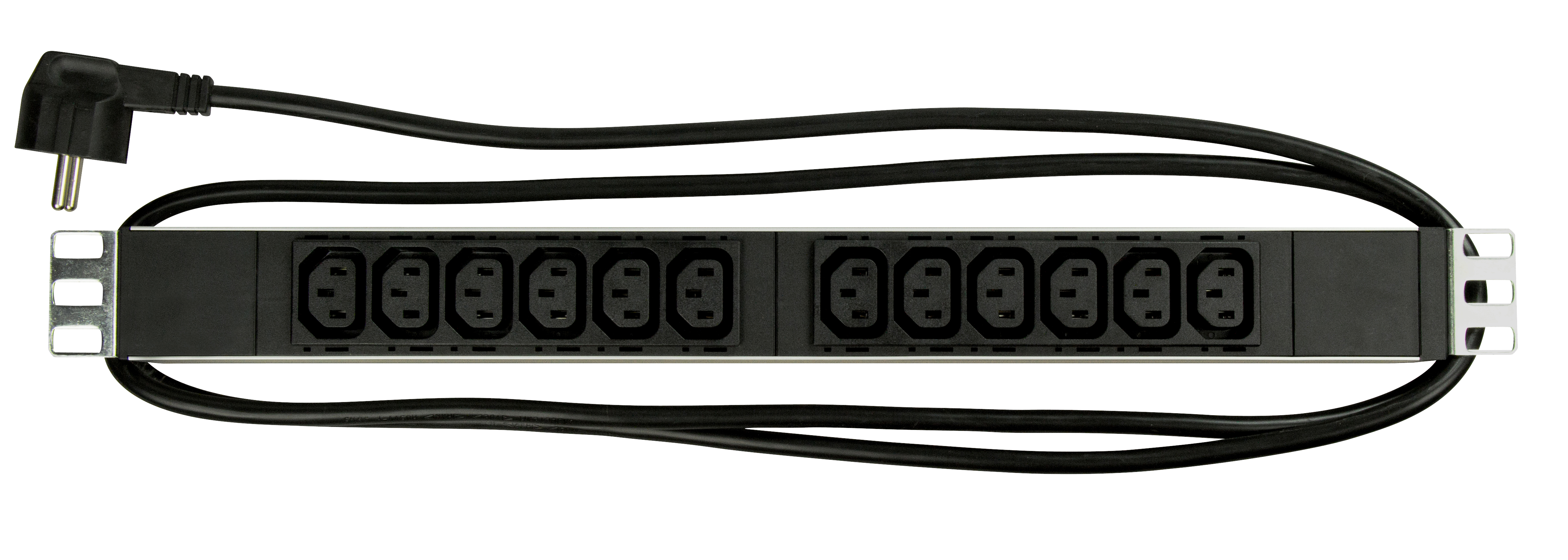 Foto: 19" Netzleiste 12xIEC C13, Profil ALU 1HE, 2m-Kabel, schwarz (c) Schrack