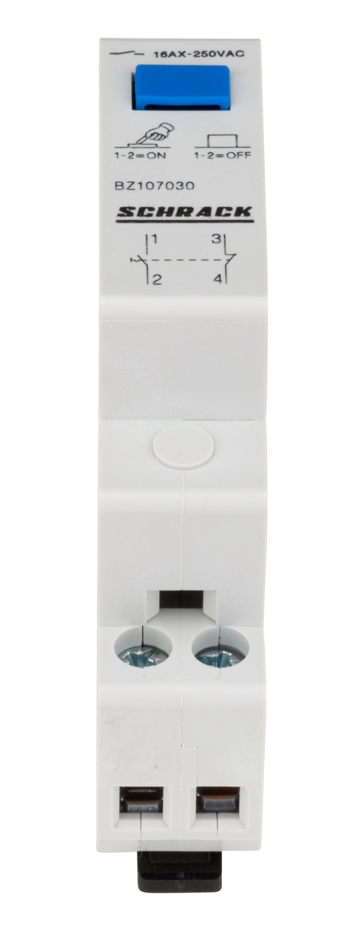 Reiheneinbau-Schalter mit Druckknopf, 1 S + 1 Ö, 16A