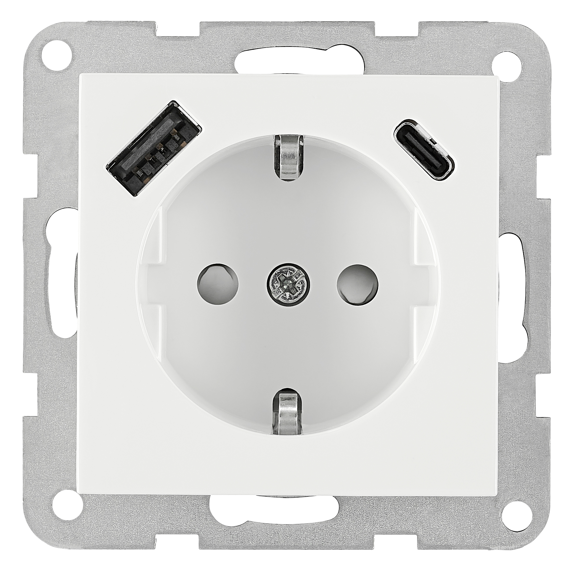 Steckdoseneinsatz mit USB Typ A+C, 2,1 A, weiß