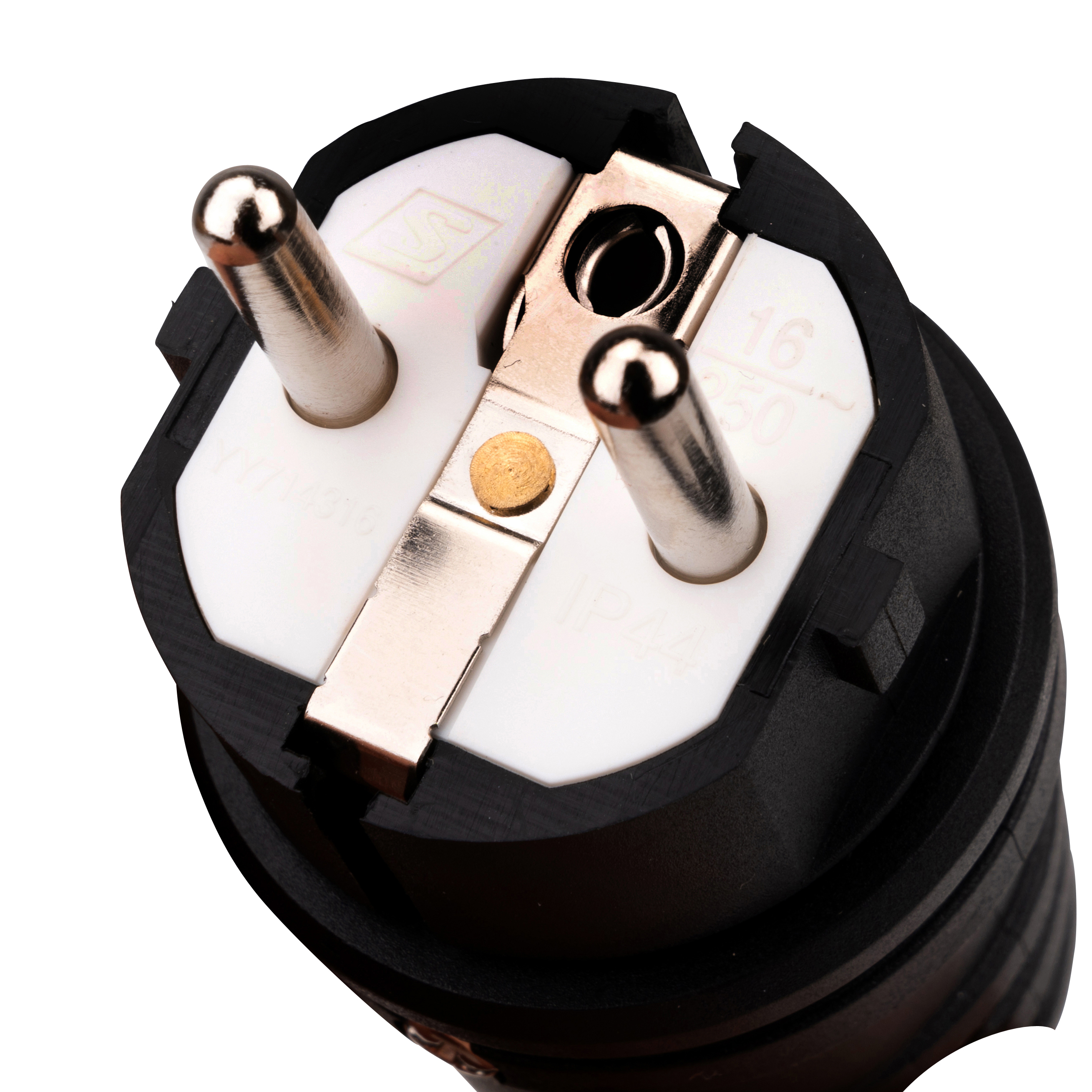 Schukostecker schwarz, Schutzkontaktstecker schwarz, Schuko-Stecker mit  Zugentlastung IP44 16A 250V, mit doppeltem Schutzkontakt, Haushaltsgeräte, Haushalt