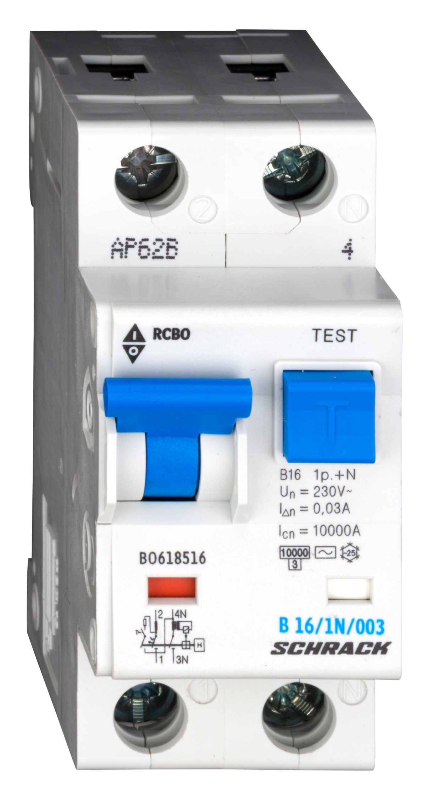 LS-FI-Schalter, Kennlinie B, 16A, 30mA, 1+N, Typ AC