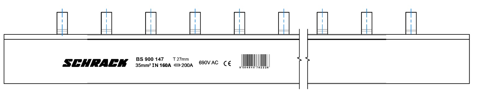 ARROW S - Stiftverschienung 35mm², TE=27mm, 3-polig, 1m