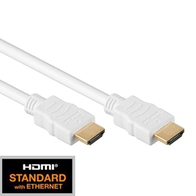 Foto: HDMI 1.4 Kabel, 2x HDMI19 Typ A Stecker, Gold, Weiß, 10,0m (c) Schrack