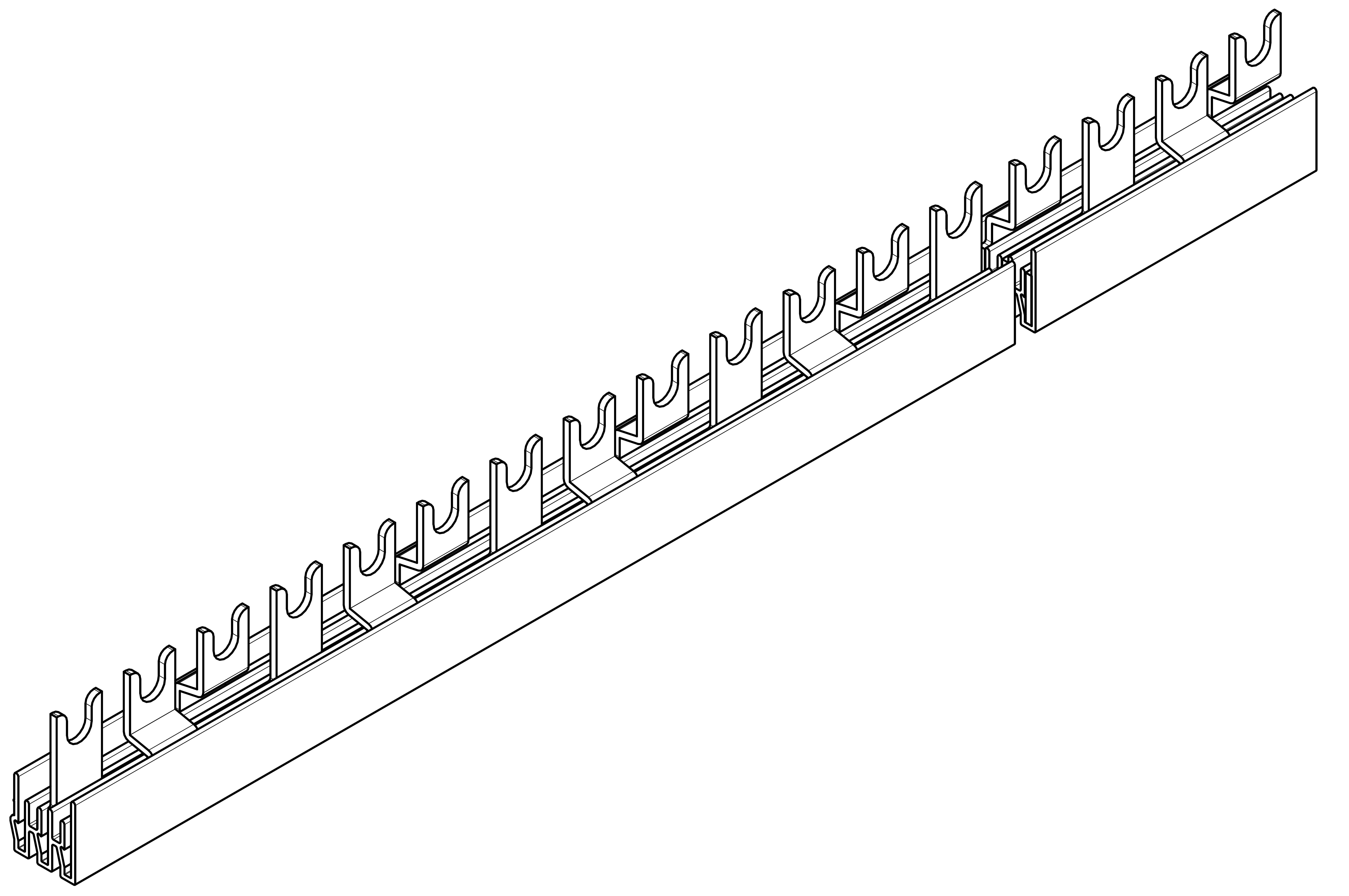 Foto: Gabelverschienung 3-polig n. ausbrechbar, 16mm², L1/L2/L3,1m (c) Schrack