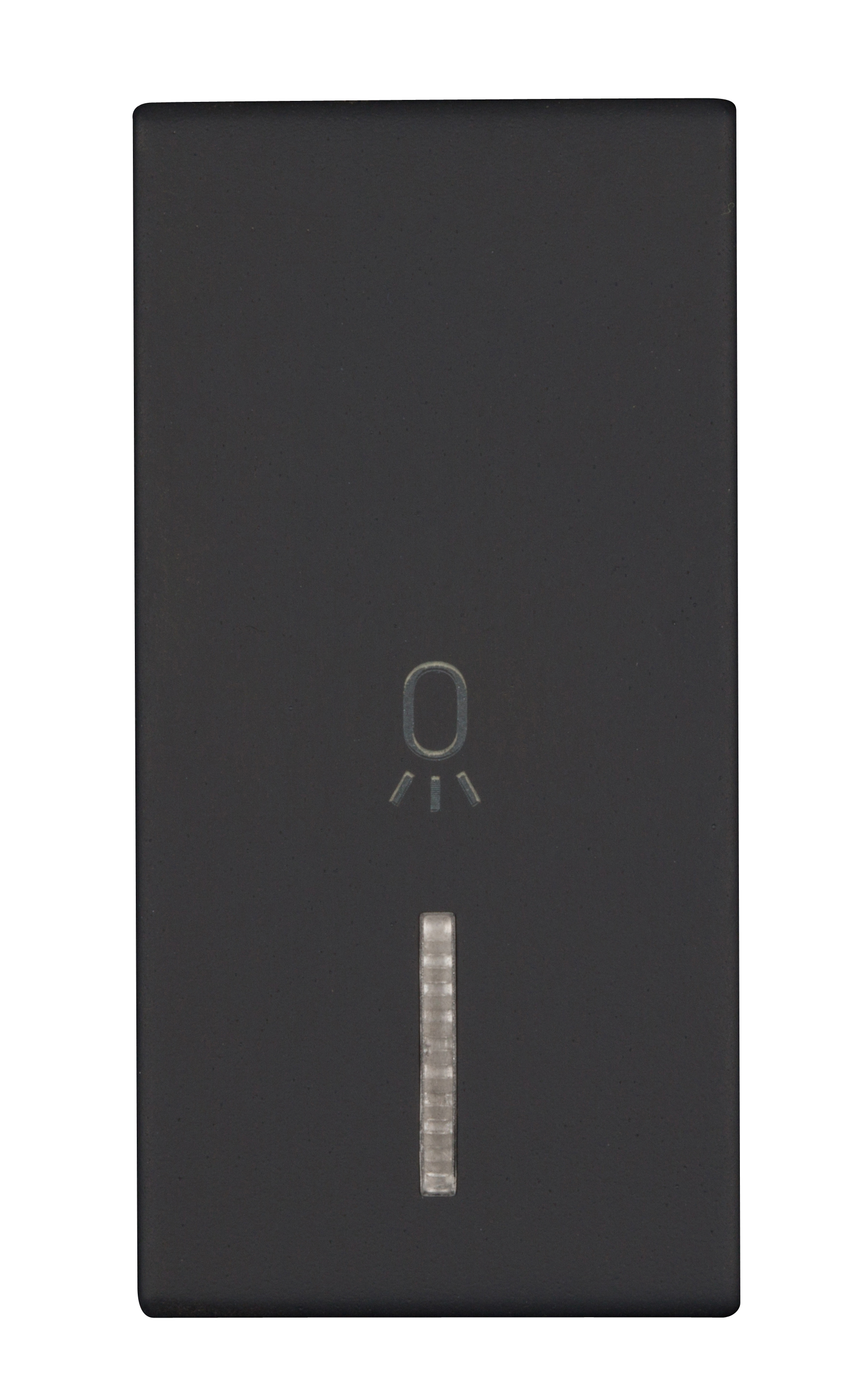 Foto: Schalterabdeckung mit Linse und Lichtsymbol 1M, schwarz (c) Schrack