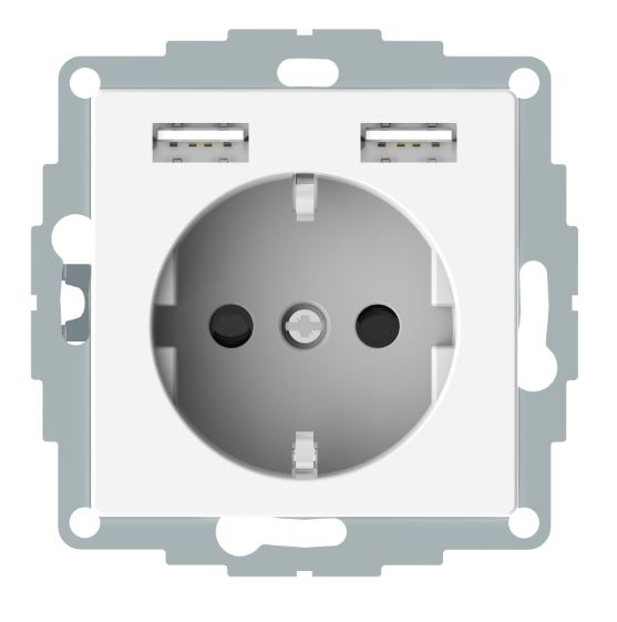 Foto: Steckdoseneinsatz USB Ladegerät 2,4A, reinweiß, Steckklemme (c) Schrack