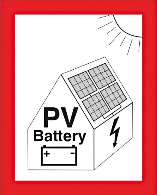 PV Hinweis-Aufkleber inkl. Batterie selbstklebend