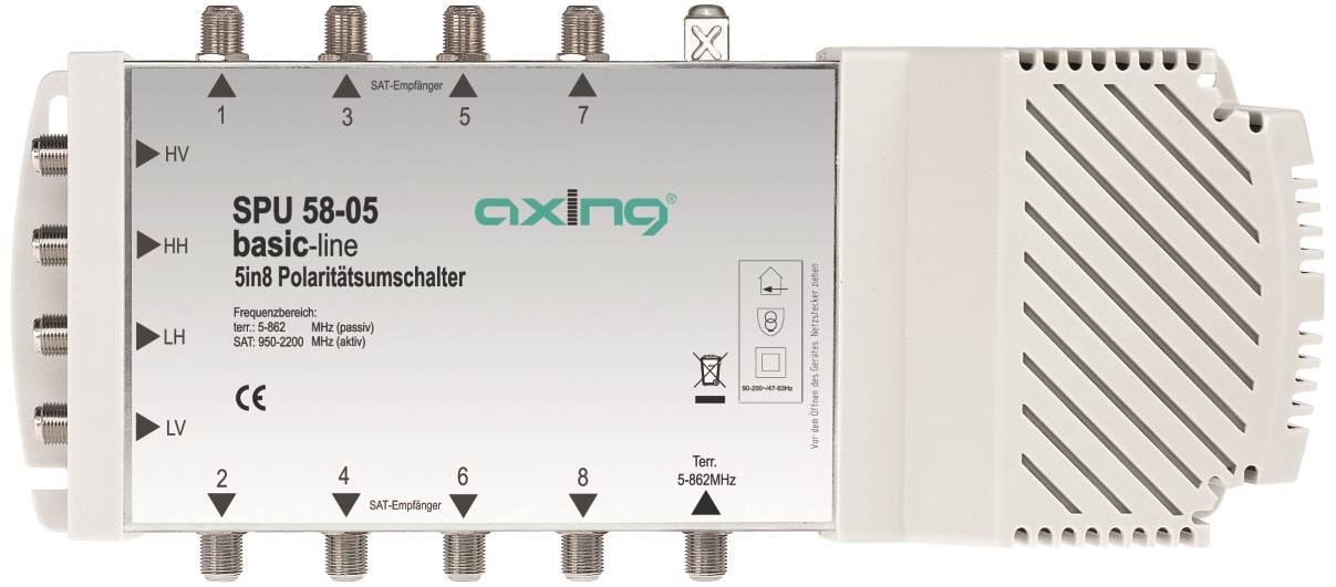 Foto: SAT Multischalter 5 in 8 für Quattro + Quad LNB,SPU 58-05 (c) Schrack