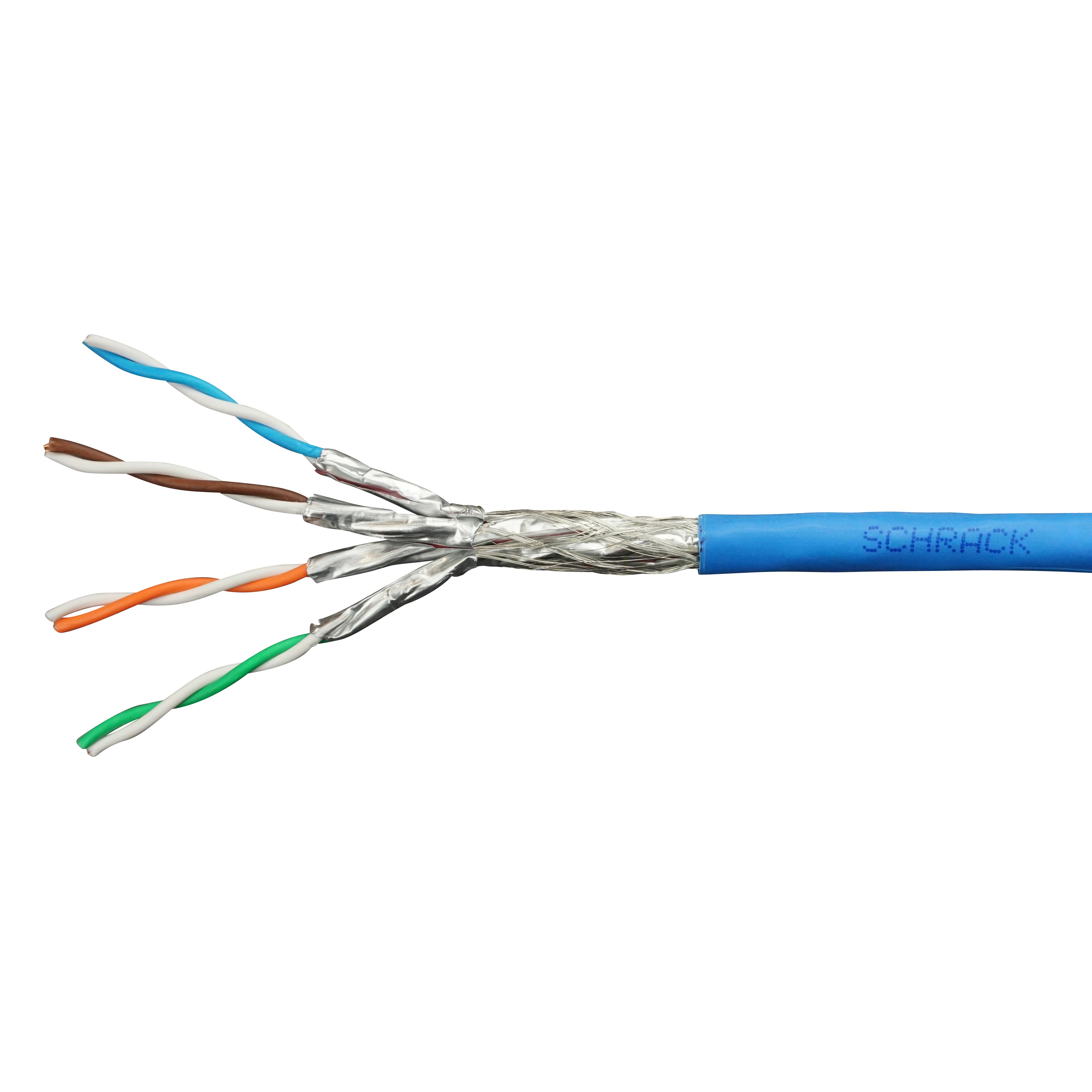 Foto: S/FTP Kabel Cat.7, 4x2xAWG23/1, 1000Mhz, LS0H, Dca, 30% blau (c) Schrack