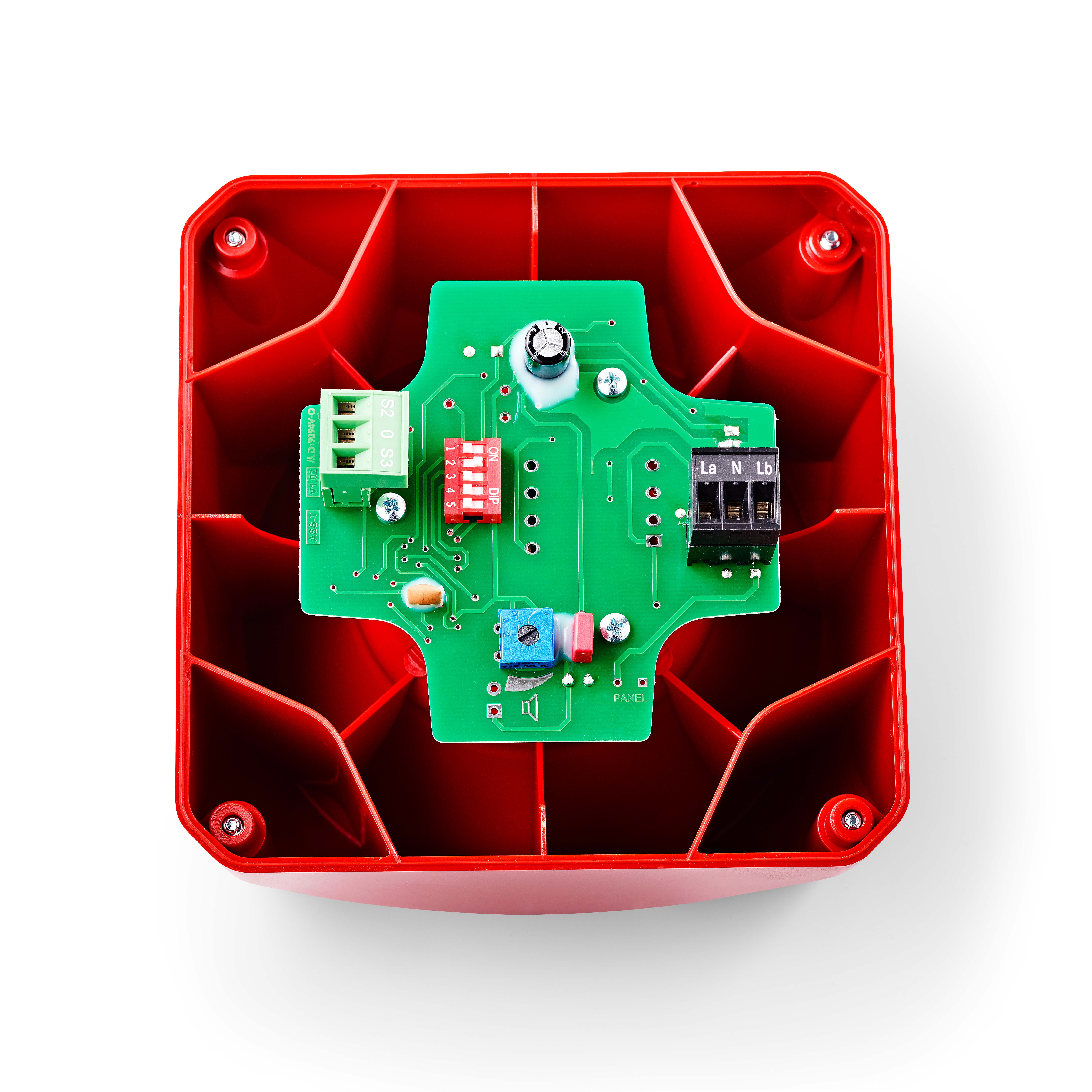 Elektronische Mehrtonsirene, 230-240VAC, Gehäuse rot