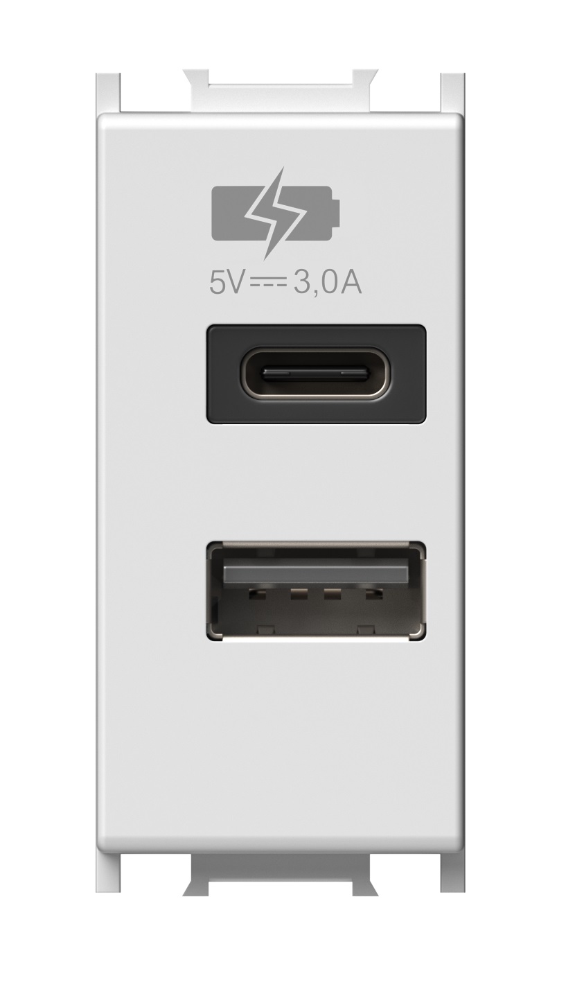 USB 2-fach Ladesteckdose, 5VDC, 3A, 1M, weiß