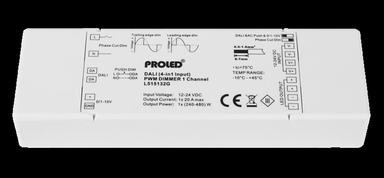 DALI PWM DIMMER 1-KANAL 5-IN-1, 12-48VDC