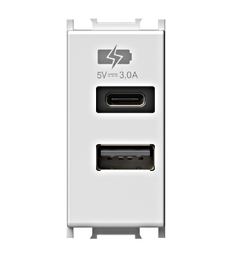 USB 2-fach Ladesteckdose, 20W, 5VDC, 3A, 1M, weiß