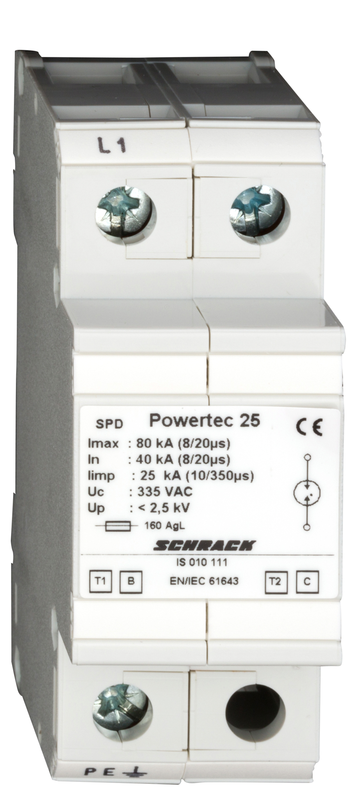 Foto: Blitzstromableiter 25kA, Ableiterklasse T1/T2 B/C (c) Schrack