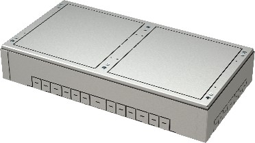 Einbaubox 4x7M für 2x Bodendose RB 2x7M, 273x521x83-128mm