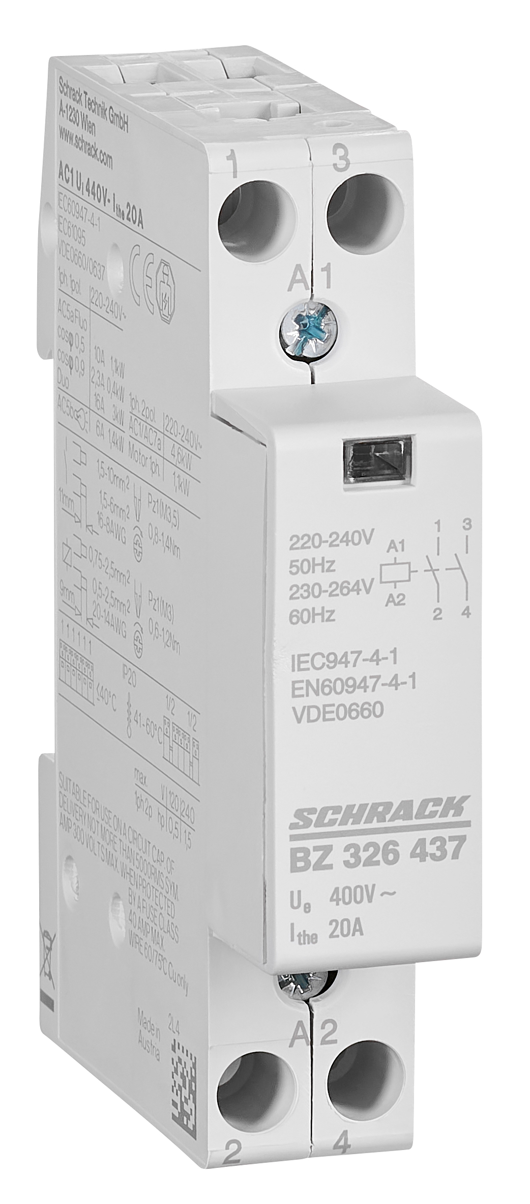 Installationsschütz 20A, 2S, 230VAC 1TE