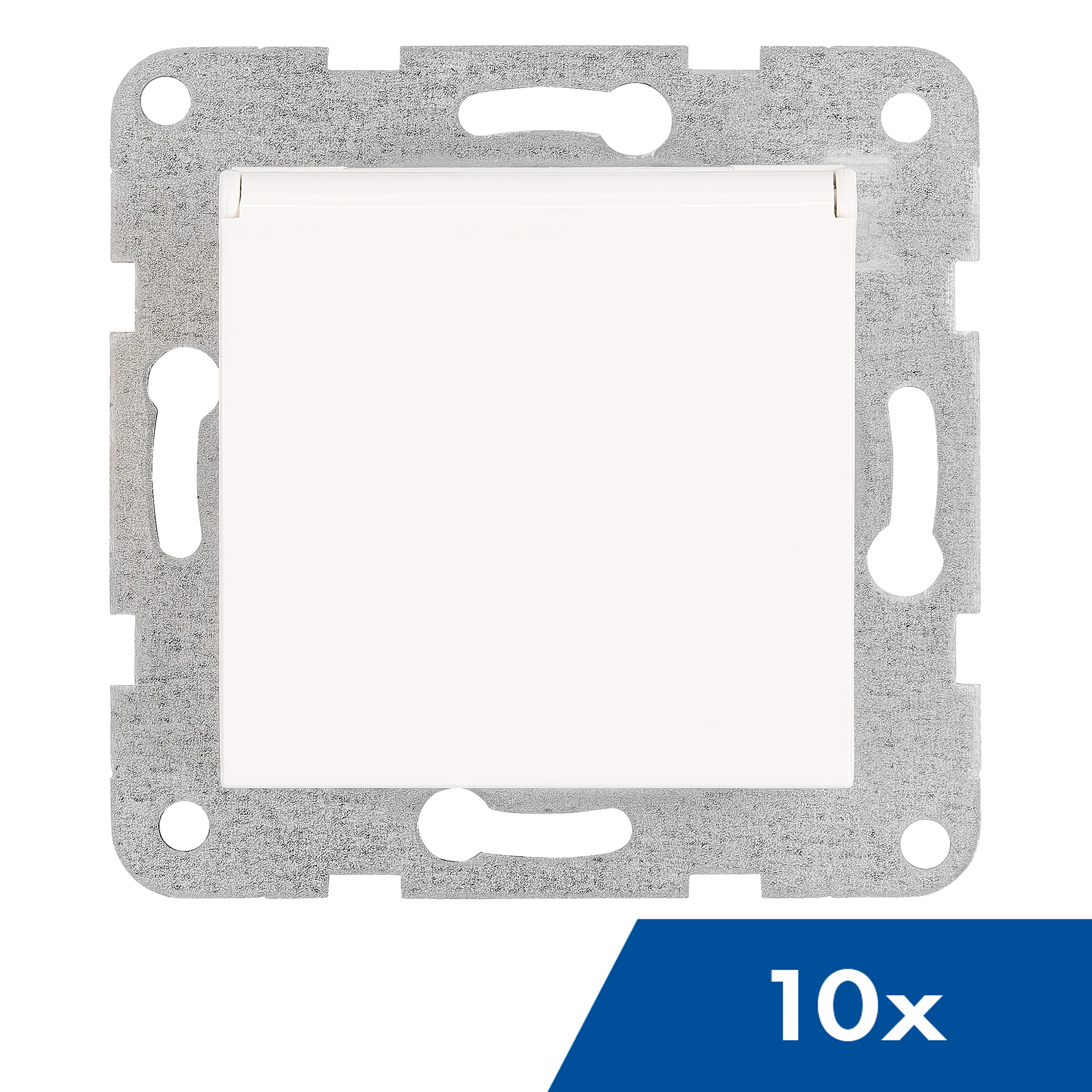 Steckdose, Klappdeckel, Steckklemmen, 10 Stück, weiß