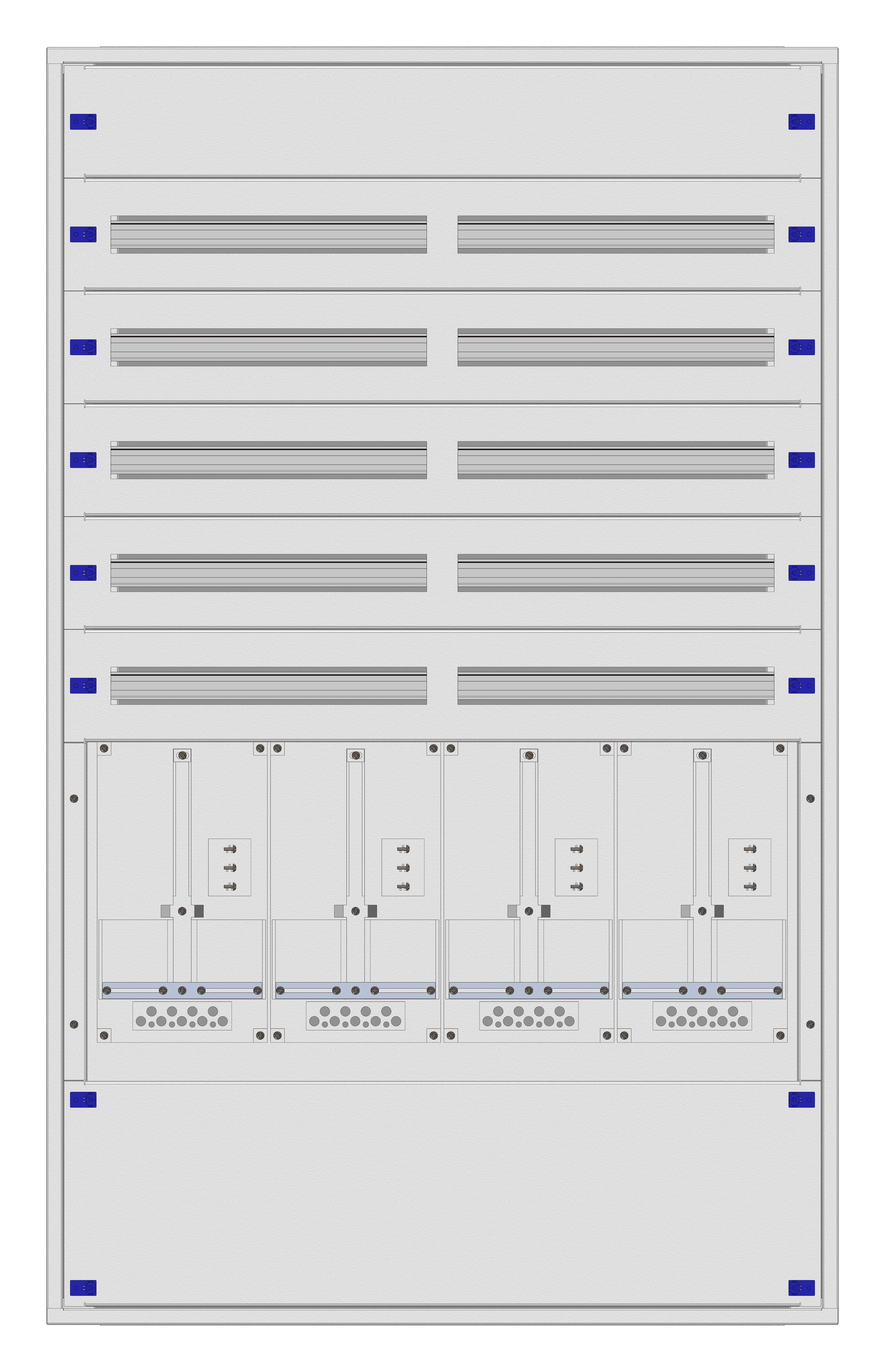Aufputz-Zählerverteiler 4A-33F/KTN 4ZP, H1605B1030T250mm