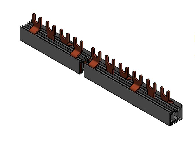 Gabelverschienung 3-polig ausbrechbar, 16mm², L1/L2/L3, 1m