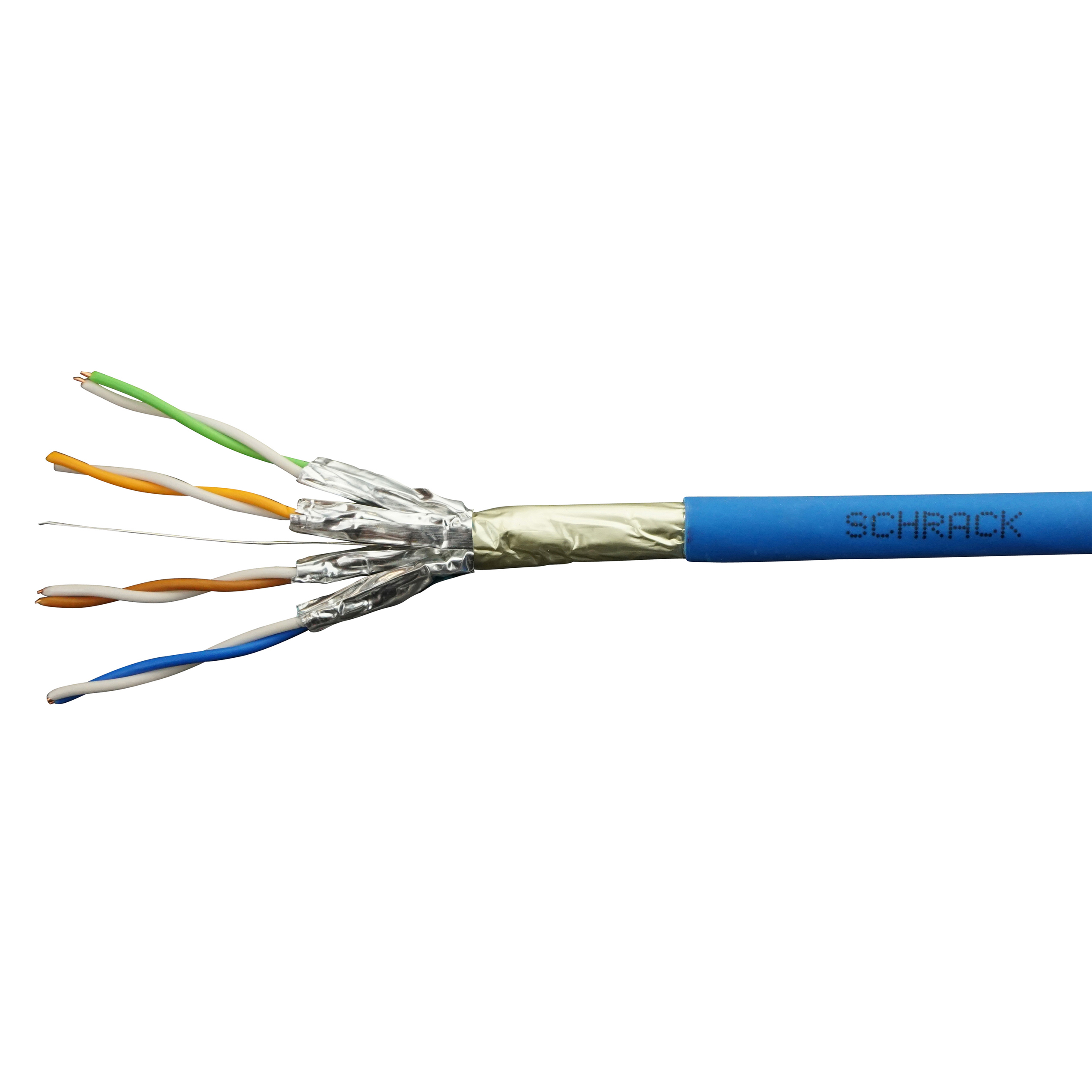 F/FTP Kabel Cat.6a, 4x2xAWG23/1, 500MHz, LS0H-3, Dca, blau