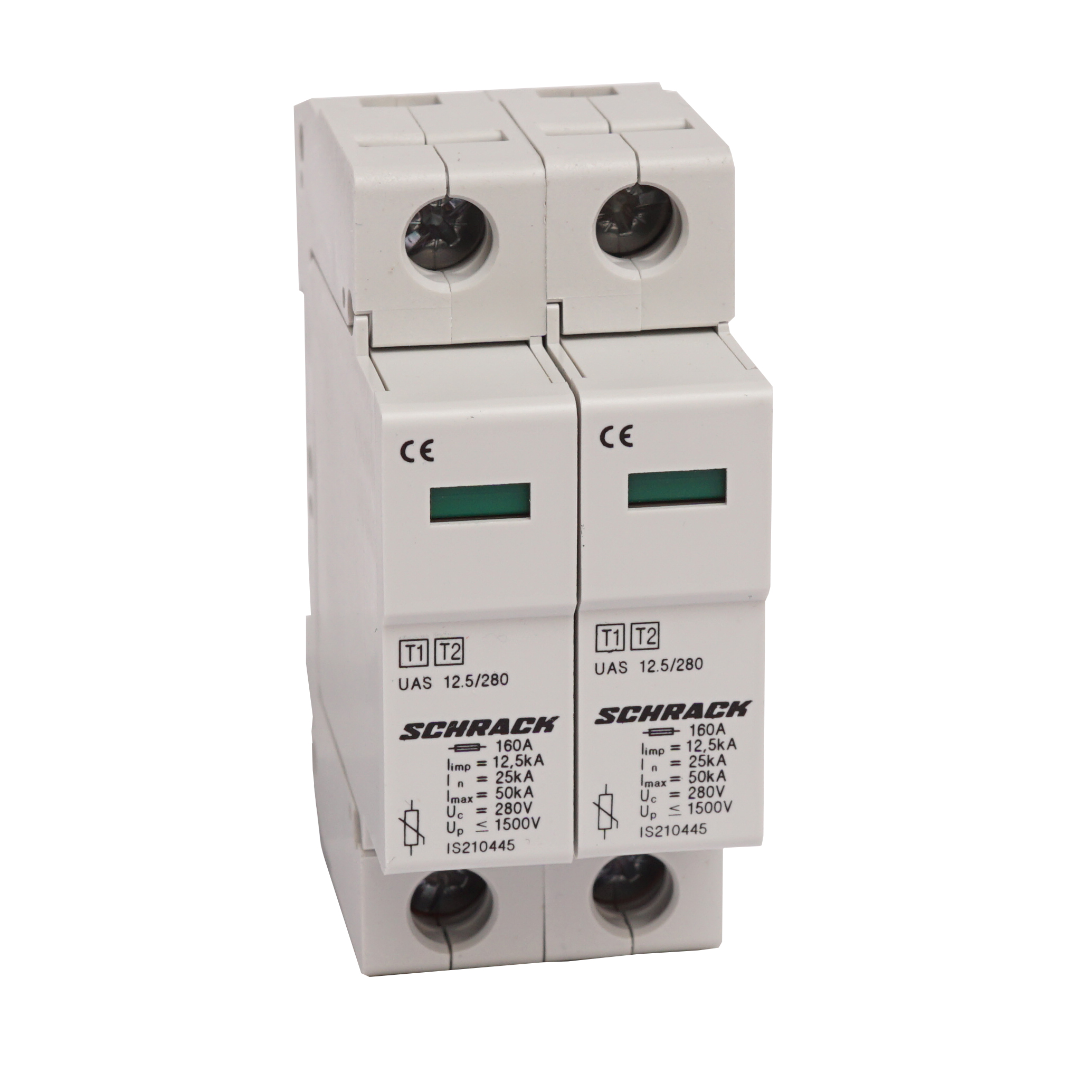 T1+2/BC - Ableiter komplett, 2p, 12,5kA/280V - Serie UAS