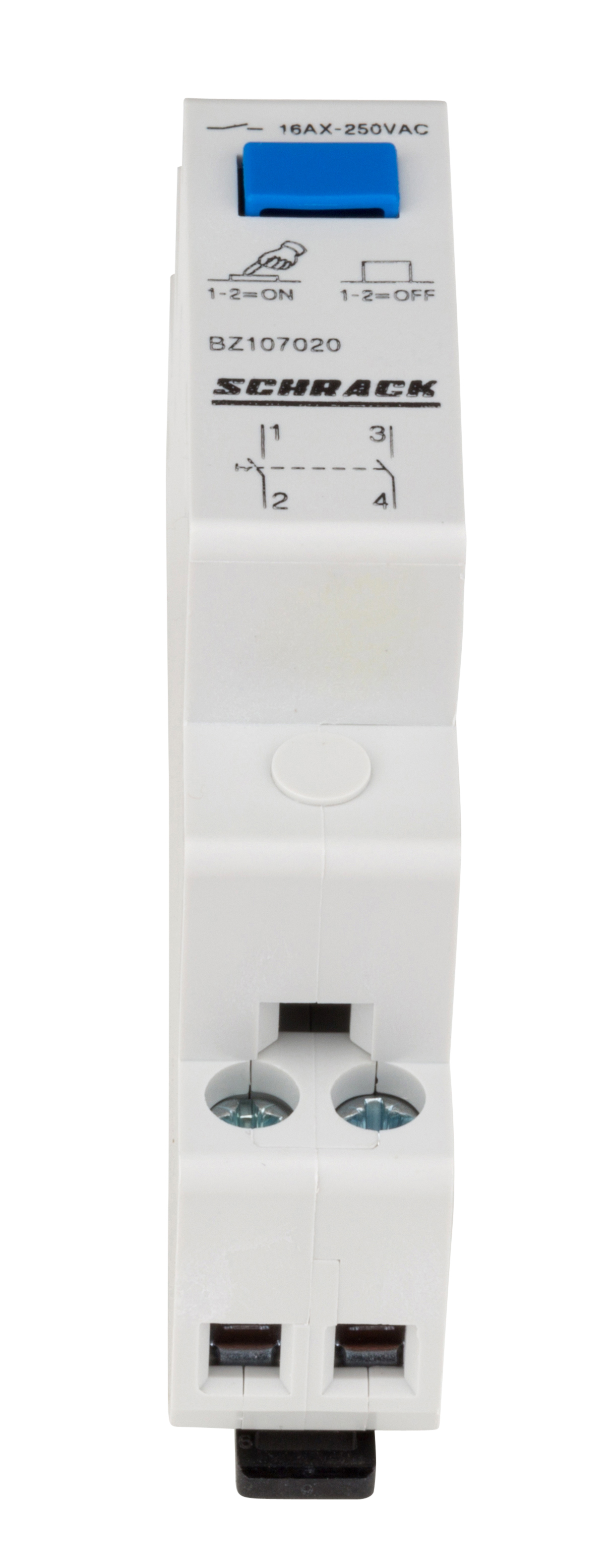 Reiheneinbau-Schalter mit Druckknopf, 2 Schließer, 16A