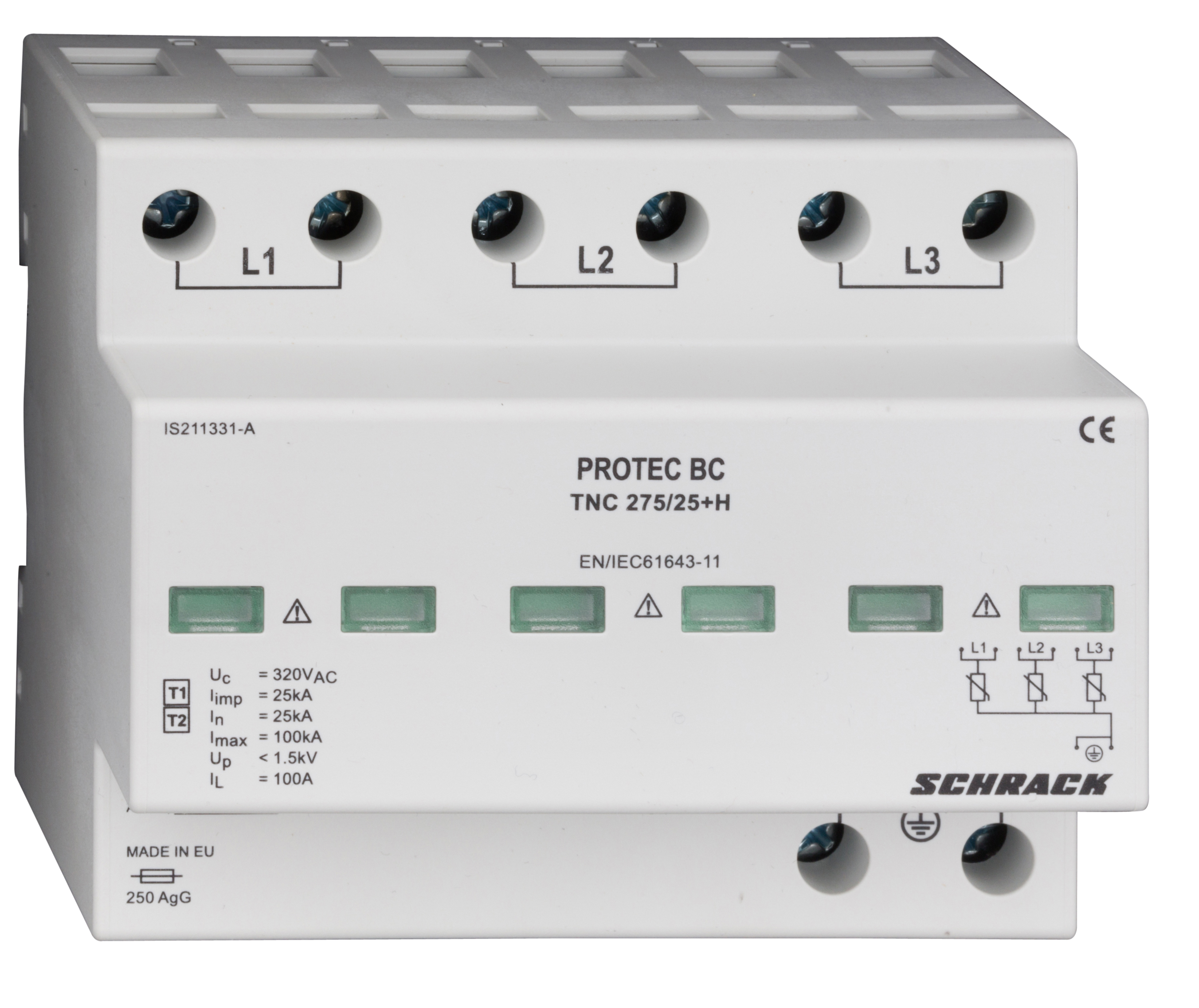 Blitz-/Überspannungsableiter 3+0 TNC,I+II(B+C),275V,25kA