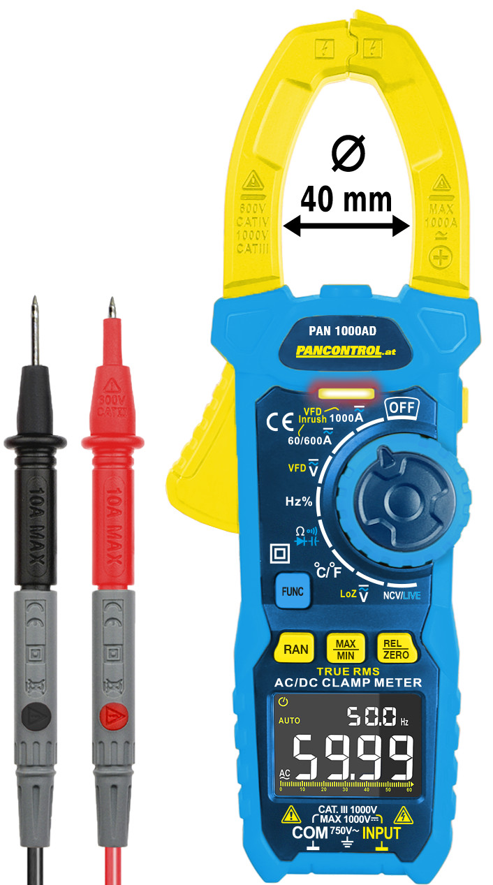 Digital-Stromzange 1000A AC/DC True RMS ⌀40mm