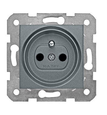 Steckdose mit Erdungsstift, Steckklemmen, anthrazit