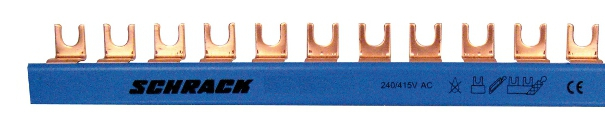 Gabelverschienung 1-polig, N-Leiter, 10mm², blau isoliert,1m