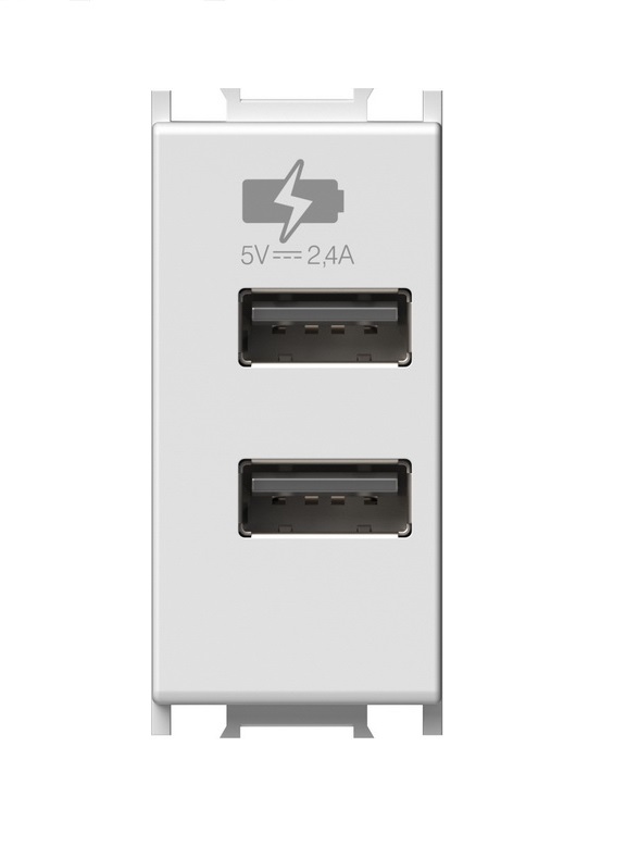 Foto: USB 2-fach Ladesteckdose, 5V, 2,4A, 1M, weiß (c) Schrack