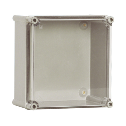 Polyamid Gehäuse mit transparenten PC-Deckel, 180x180x129mm