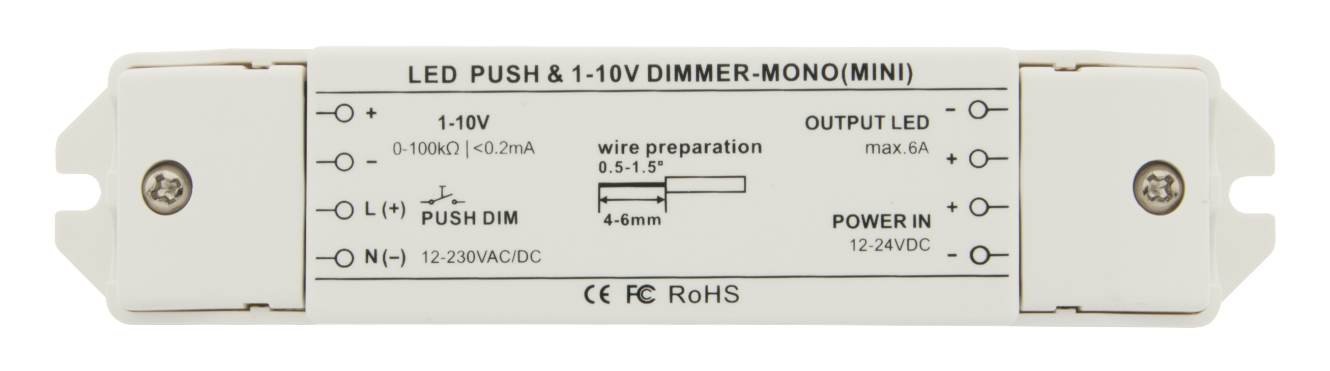 LED Push & 1-10V Dimmer Mini Mono